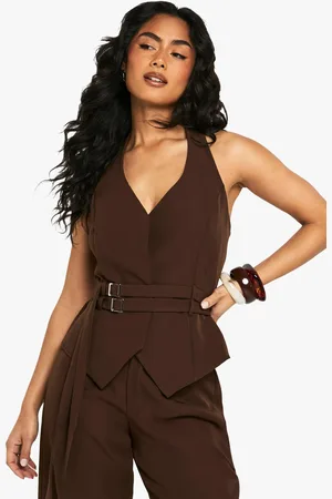 Boohoo Buckle Detail Plunge Waistcoat - - 8