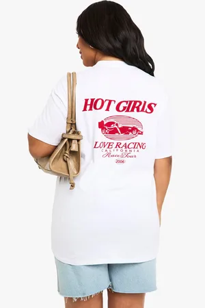 Boohoo Plus Hot Girls Love Racing Oversized T-Shirt - - 16
