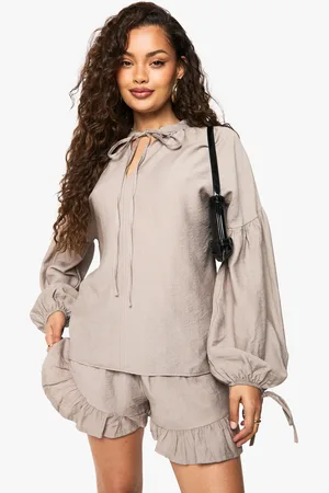 Boohoo Linen Look Frill Flippy Shorts - - 6