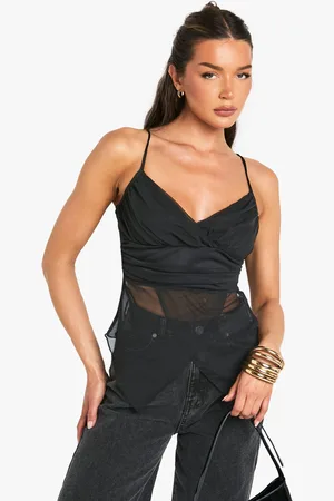 Boohoo Mesh Wrap Front Cami Top - - 6