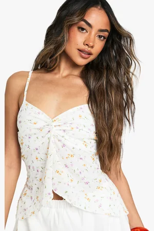 Boohoo Ditsy Textured Twist Front Cami Top - - 6