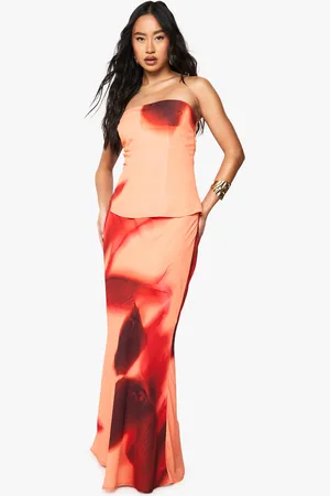 Boohoo Chiffon Flower Printed Maxi Skirt - - 6