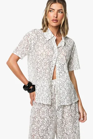 Boohoo Corded Lace Beach Shirt - - S
