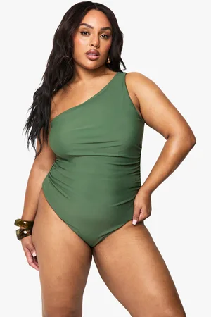 Boohoo Plus Tummy Control One Shoulder Swimsuit - - 16