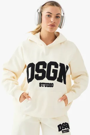 Boohoo Dsgn Studio Towelling Applique Oversized Hoodie - - S