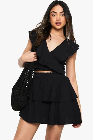 Boohoo Cheesecloth Double Layer Ruffle Rara Mini Skirt - - 6
