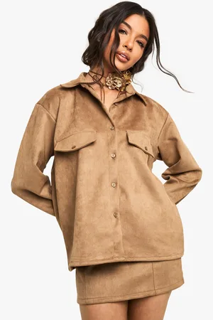 Boohoo Suede Look Oversized Shirt - - 6