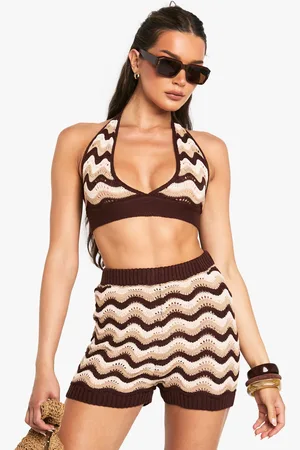 Boohoo Stripe Crochet Bralet - - S