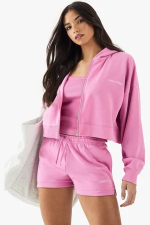Boohoo Dsgn Studio Embroidered Zip Through Boxy Crop Hoodie - - S