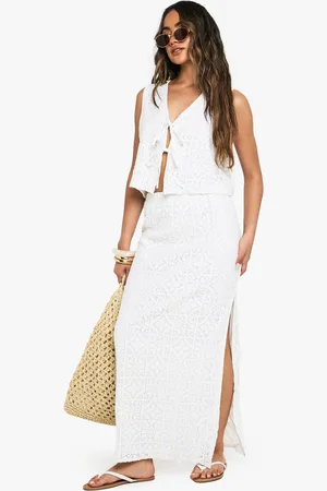 Boohoo Crochet Side Split Maxi Skirt - - 6