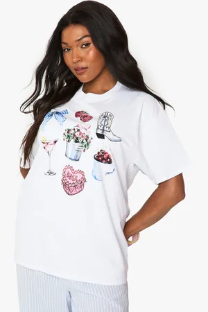 Boohoo Plus Girly Graphic Oversized T-Shirt - - 16
