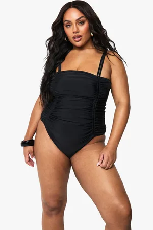 Boohoo Plus Tummy Control Ruched Side Swimsuit - - 16