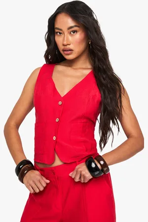 Boohoo Woven Crinkle Waistcoat - - 6