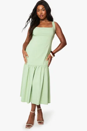 Boohoo Plus Drop Hem Midaxi Skater Dress - - 16