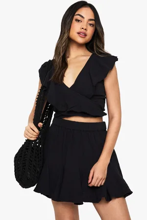 Boohoo Cheesecloth Godet Hem Mini Skirt - - 6