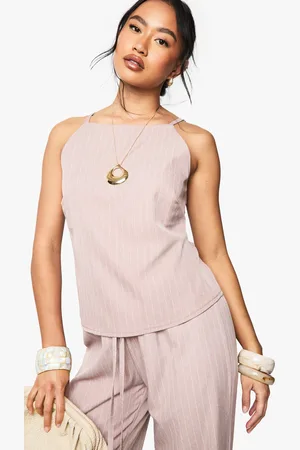 Boohoo Woven Pinstripe High Neck Cami - - 6