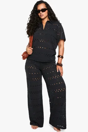 Boohoo Plus Beach Wide Leg Beach Trousers - - 16