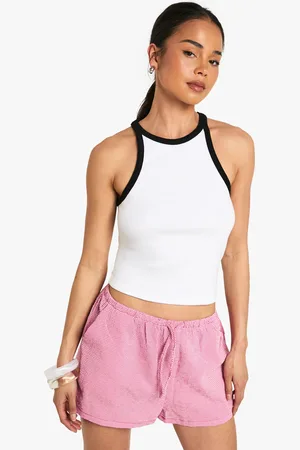 Boohoo Rib Contrast Binding Racer Neck Vest Top - - 6