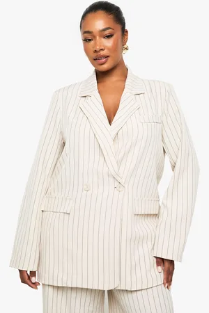 Boohoo Plus Pinstripe Oversized Blazer - - 16