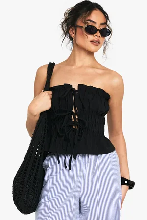 Boohoo Bengaline Bandeau Tie Front Corset - - 6