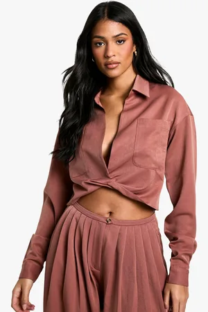 Boohoo Tall Relaxed Fit Twist Front Shirt - - 18