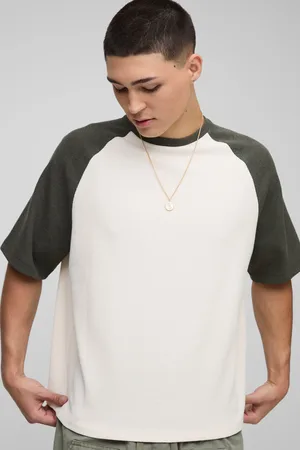 Boohoo Oversized Boxy Heavyweight Waffle Raglan T-Shirt - - S