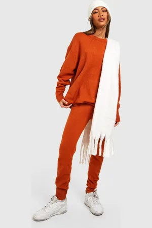 Boohoo Soft Knit Crew Neck Jumper & Pants Co-Ord - - M