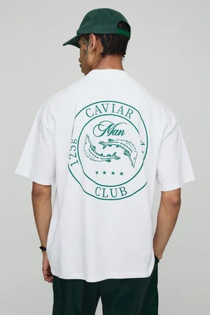 Boohoo Oversized Extended Neck Man Caviar Club T-Shirt - S