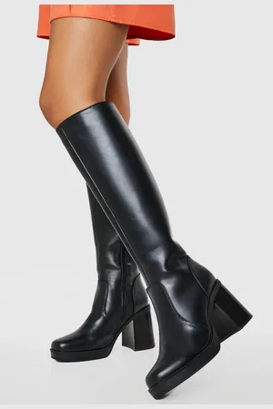 Boohoo Knee High Platform Block Heel Boots - - 6