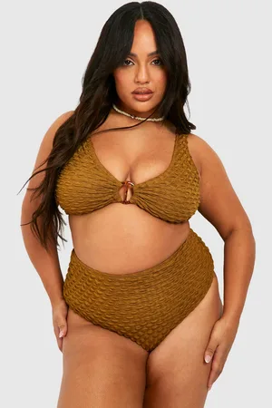 Bubble T Plus extured Belted High Waisted Bikini - - 24