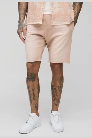 Boohoo Tall Washed Raw Hem Extended Drawcord Relaxed Shorts - - S