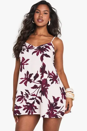 Boohoo Palm Print Strappy V Neck Cami Dress - - 8