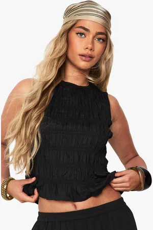 Boohoo Shirred Frill Hem Top - - 6