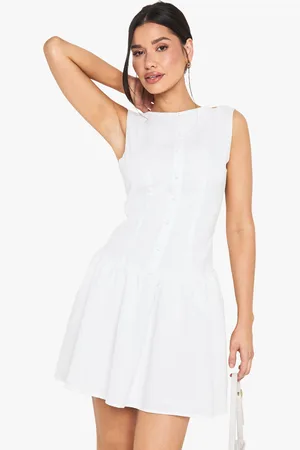Boohoo Tall Drop Waist Shift Mini Dress - - 8