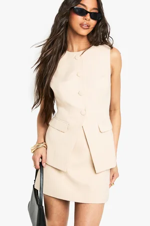 Boohoo Boucle Longline Tailored Waistcoat - - 8