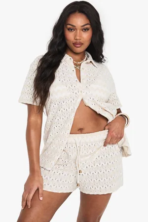 Boohoo Plus Zig Zag Knitted Beach Shorts - - 16