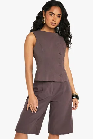 Boohoo Linen Asymmetric Tailored Waistcoat - - 6