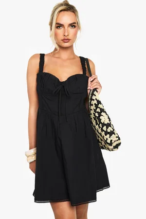 Boohoo Cotton Milkmaid Mini Dress - - 8