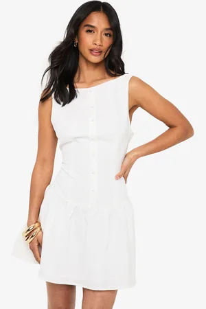 Boohoo Petite Drop Waist Shift Mini Dress - - 6