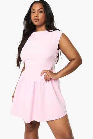 Boohoo Plus Slash Neck Mini Dress - - 16