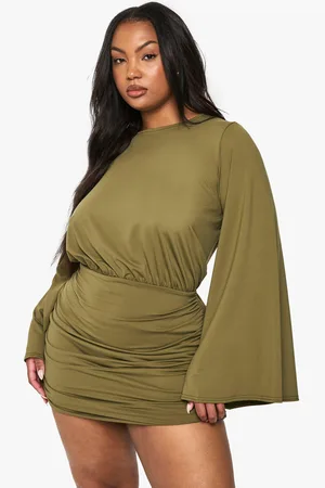 Boohoo Plus Premium Draped Batwing Mini Dress - - 16