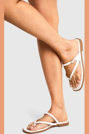Boohoo Wide Fit Double Strap Toe Post Sandals - - 5