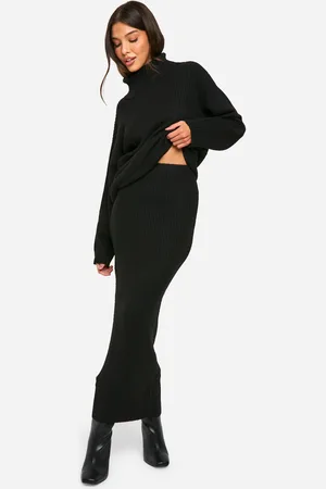 Boohoo Rib Knitted Maxi Skirt - - M