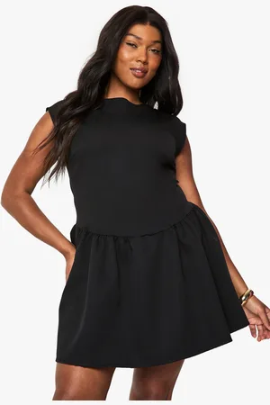 Boohoo Plus Slash Neck Mini Dress - - 16