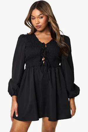 Boohoo Plus Shirred Smock Dress - - 16