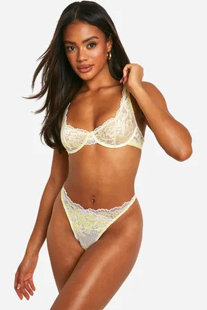 Boohoo Lace Detail Bra And Thong - - XL