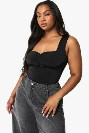 Boohoo Plus Double Layer Ruched Front Bodysuit - - 16
