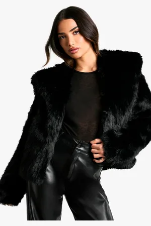 Boohoo Petite Oversized Collar Faux Fur Jacket - - 10