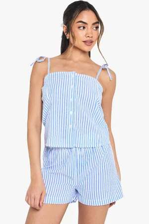 Boohoo Seersucker Stripe Button Cami & Short Pyjama Set - - 6