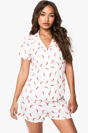Boohoo Chilli Print Short Sleeve Shirt & Shorts Pyjama Set - - 6